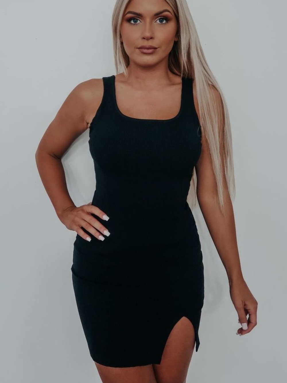 . Shop Hope’s Black RIBBED Mini Tank Dress